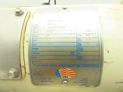 Boston Gear PM925T-WD  90VDC Washdown Motor 1/4Hp 2.7A 1750 RPM 56C TENV