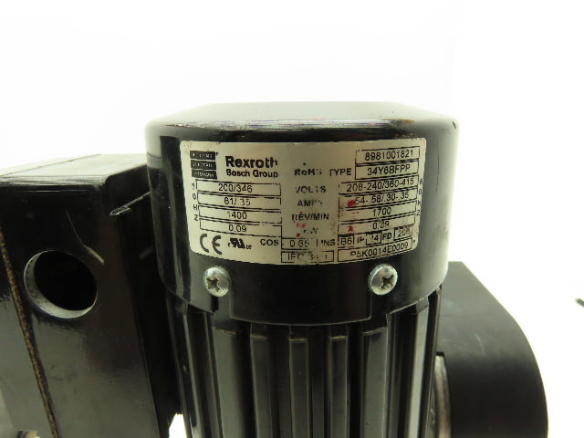 Rexroth 3 842 520 723 Gearmotor 12:1 Ratio .09kw 230V 3PH w/Bosch Swivel Pulley