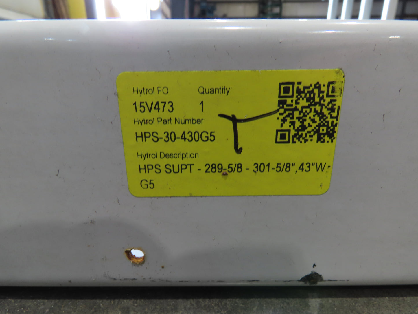 Hytrol HPS 43"W Conveyor Leg 84" Top Section Extension No Brackets WHITE