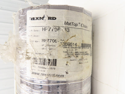 Rexnord HP7706-33 MatTop Perforated Top Plastic Conveyor Chain 33"W 10' Length