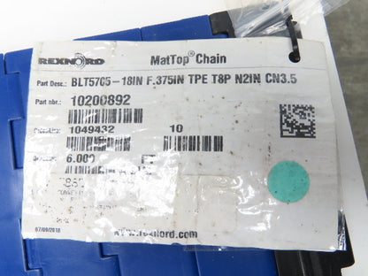 Rexnord BLT5705-18IN MatTop Cleated Plastic Conveyor Belt Chain BLUE 18"W 72"L