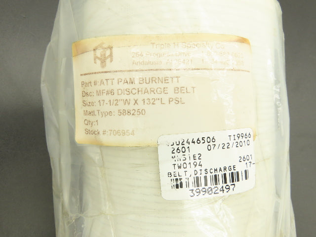 Ammeraal Beltech 17.5"W  x 11'L Conveyor Belt White Nylon Synthetic 132"L 588250