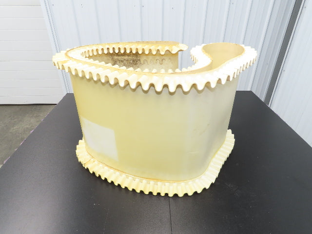 16"W x 9'L White PVC Smooth Top Conveyor Belt Corrugated Side Walls Endless