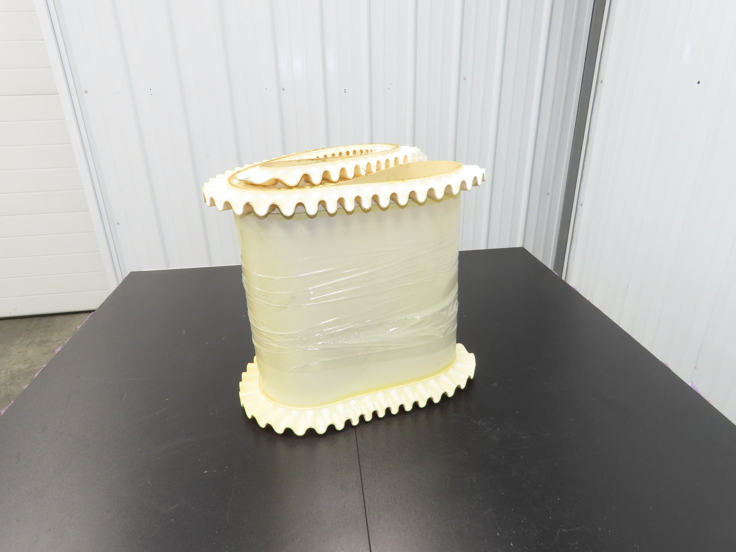 16"W x 9'L White PVC Smooth Top Conveyor Belt Corrugated Side Walls Endless