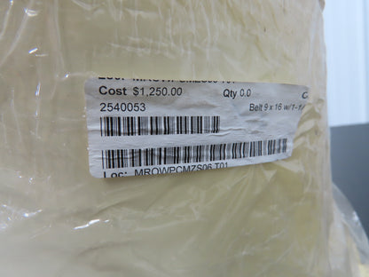 16"W x 9'L White PVC Smooth Top Conveyor Belt Corrugated Side Walls Endless