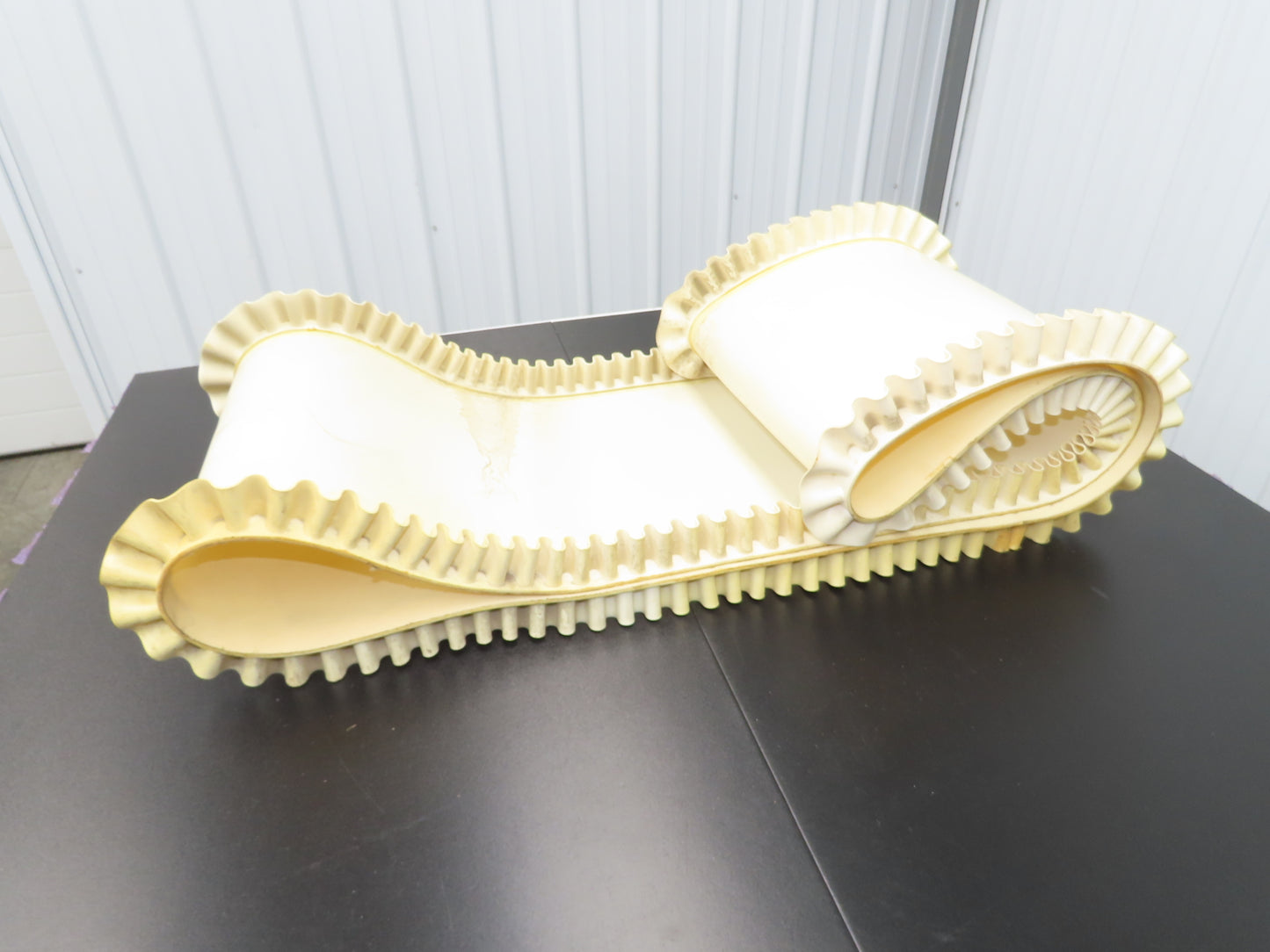 16"W x 9'L White PVC Smooth Top Conveyor Belt Corrugated Side Walls Endless