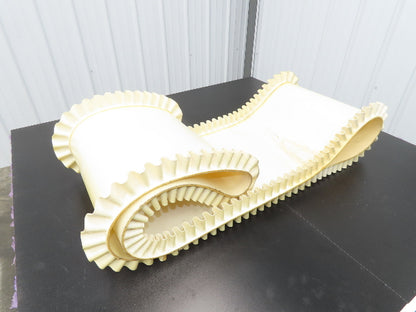 16"W x 9'L White PVC Smooth Top Conveyor Belt Corrugated Side Walls Endless