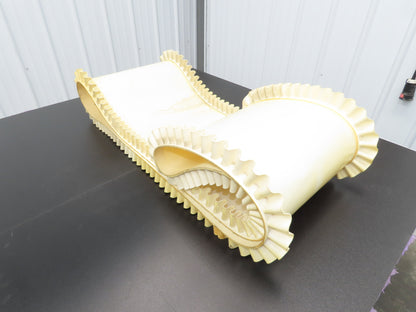 16"W x 9'L White PVC Smooth Top Conveyor Belt Corrugated Side Walls Endless