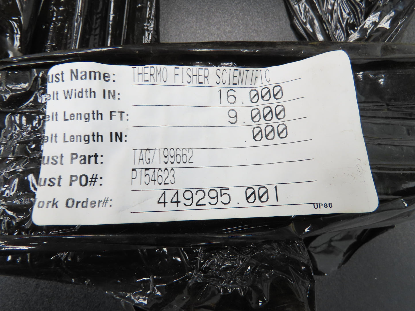 16"W x 9'L White PVC Smooth Top Conveyor Belt Corrugated Side Walls Endless