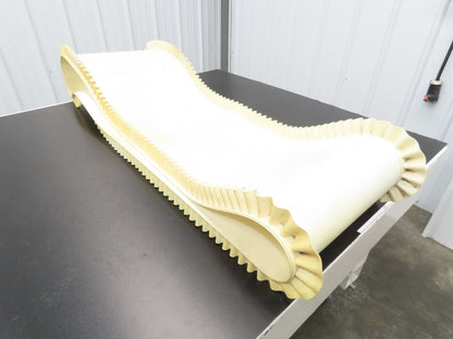 16"W x 9'L White PVC Smooth Top Conveyor Belt Corrugated Side Walls Endless