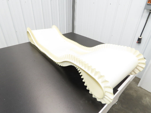 16"W x 9'L White PVC Smooth Top Conveyor Belt Corrugated Side Walls Endless