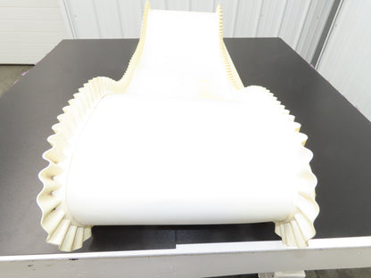 16"W x 9'L White PVC Smooth Top Conveyor Belt Corrugated Side Walls Endless
