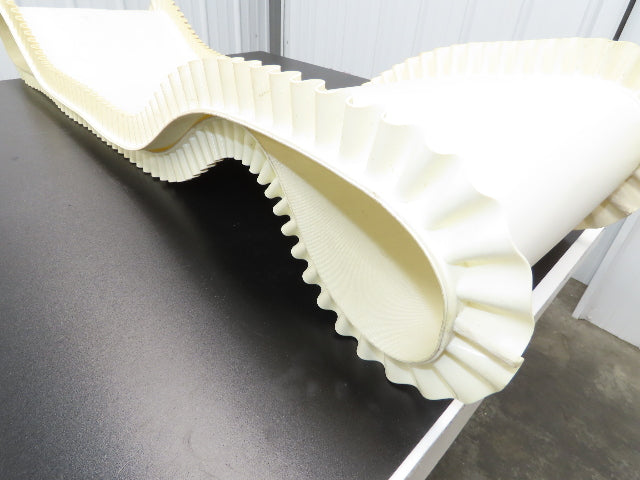 16"W x 9'L White PVC Smooth Top Conveyor Belt Corrugated Side Walls Endless