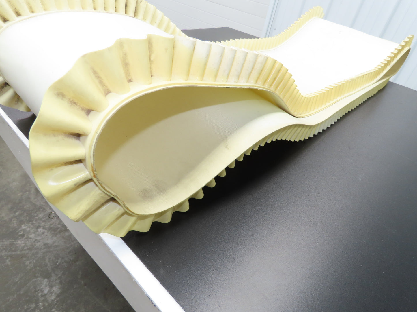 16"W x 9'L White PVC Smooth Top Conveyor Belt Corrugated Side Walls Endless