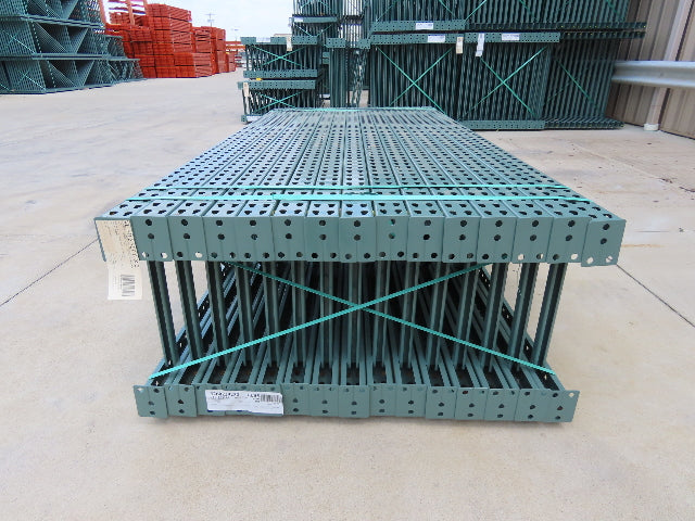 Interlake 8' x 24" Teardrop Pallet Racking Upright 3x3" Leg 23900Lb Green