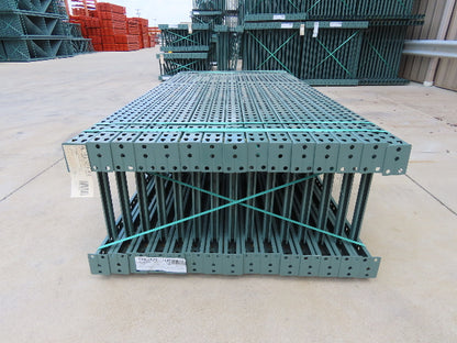 Interlake 8' x 24" Teardrop Pallet Racking Upright 3x3" Leg 23900Lb Green