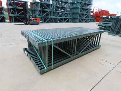 Interlake 8' x 24" Teardrop Pallet Racking Upright 3x3" Leg 23900Lb Green