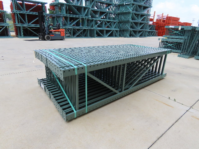 Interlake 8' x 24" Teardrop Pallet Racking Upright 3x3" Leg 23900Lb Green