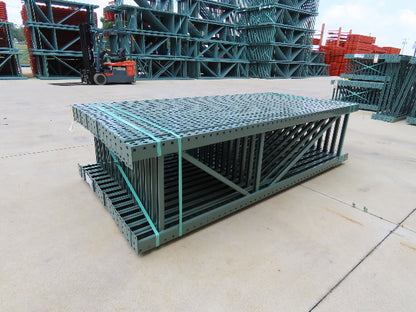 Interlake 8' x 24" Teardrop Pallet Racking Upright 3x3" Leg 23900Lb Green