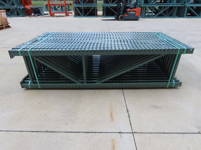 Interlake 8' x 24" Teardrop Pallet Racking Upright 3x3" Leg 23900Lb Green