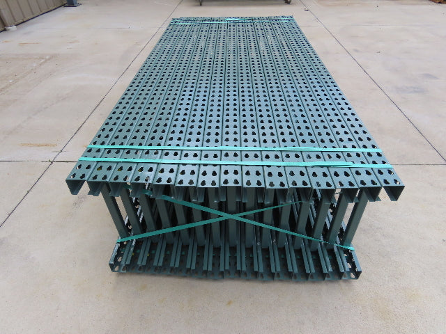 Interlake 8' x 24" Teardrop Pallet Racking Upright 3x3" Leg 23900Lb Green