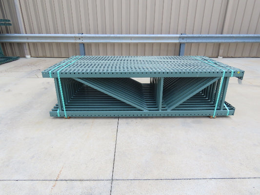 Interlake 8' x 24" Teardrop Pallet Racking Upright 3x3" Leg 23900Lb Green