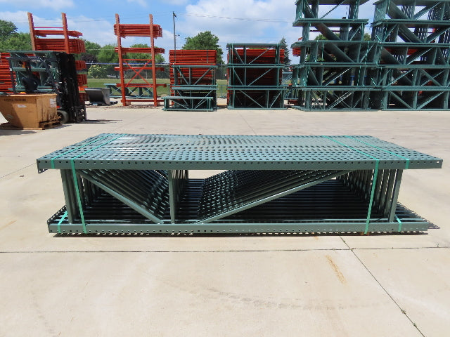 Interlake 10' x 24" Teardrop Pallet Racking Upright 3x3" Leg 23900Lb Green