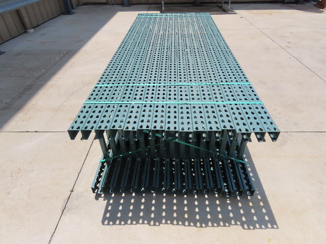 Interlake 10' x 24" Teardrop Pallet Racking Upright 3x3" Leg 23900Lb Green