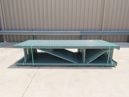 Interlake 10' x 24" Teardrop Pallet Racking Upright 3x3" Leg 23900Lb Green