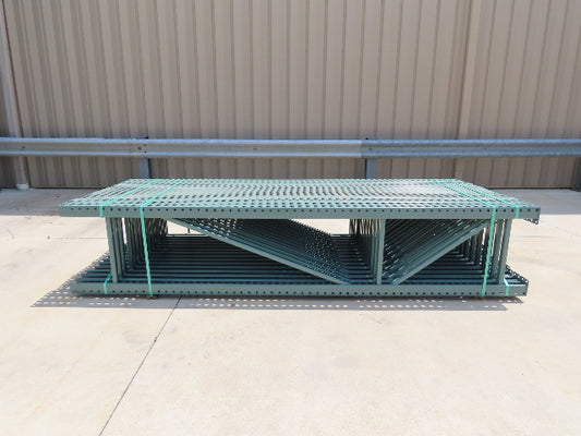 Interlake 10' x 24" Teardrop Pallet Racking Upright 3x3" Leg 23900Lb Green