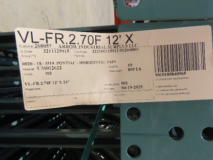 Interlake 12' x 24" Teardrop Pallet Racking Upright 3x3" Leg 23900Lb Green