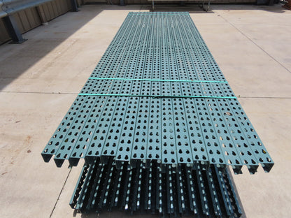 Interlake 12' x 24" Teardrop Pallet Racking Upright 3x3" Leg 23900Lb Green