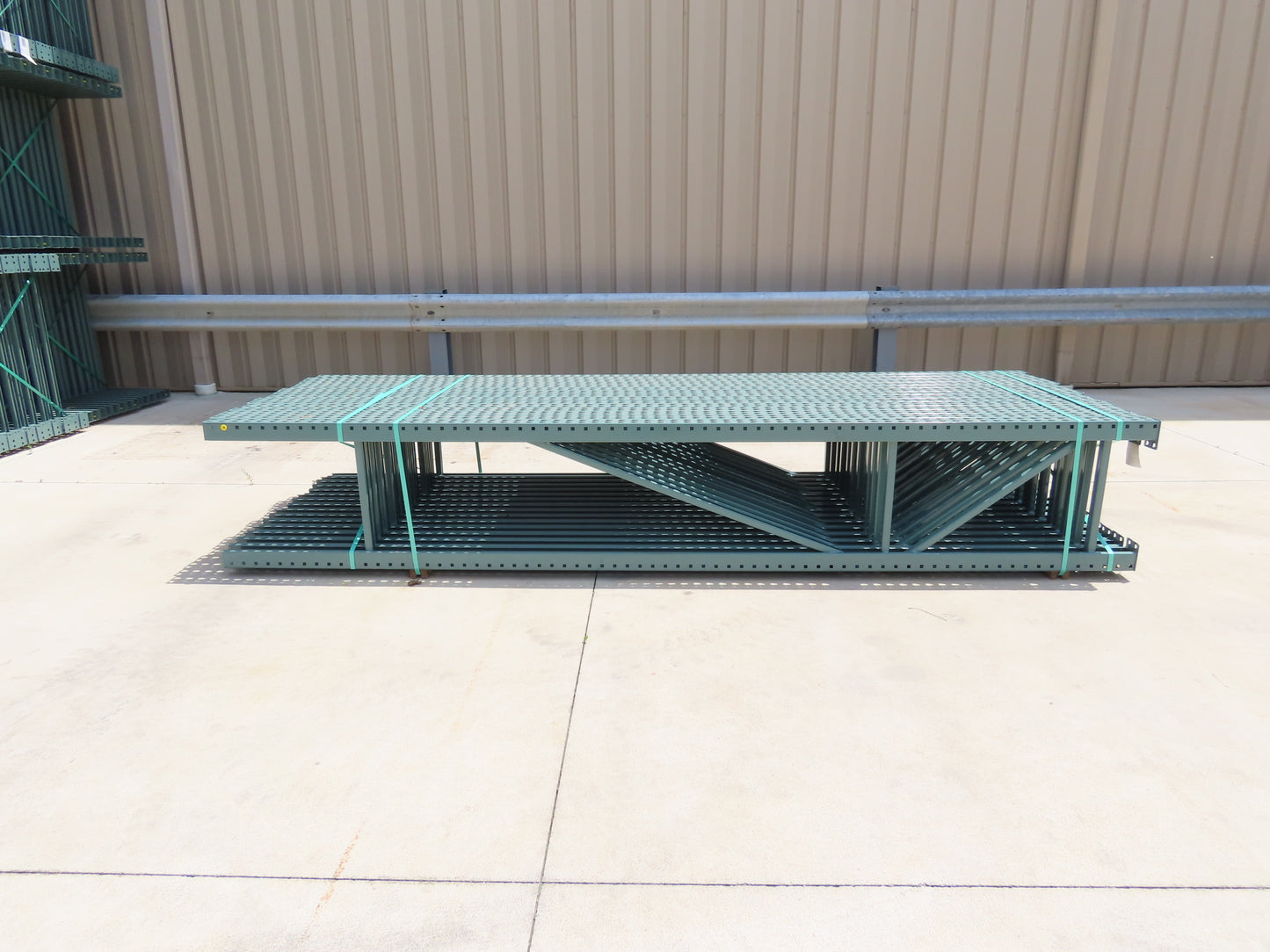 Interlake 12' x 24" Teardrop Pallet Racking Upright 3x3" Leg 23900Lb Green