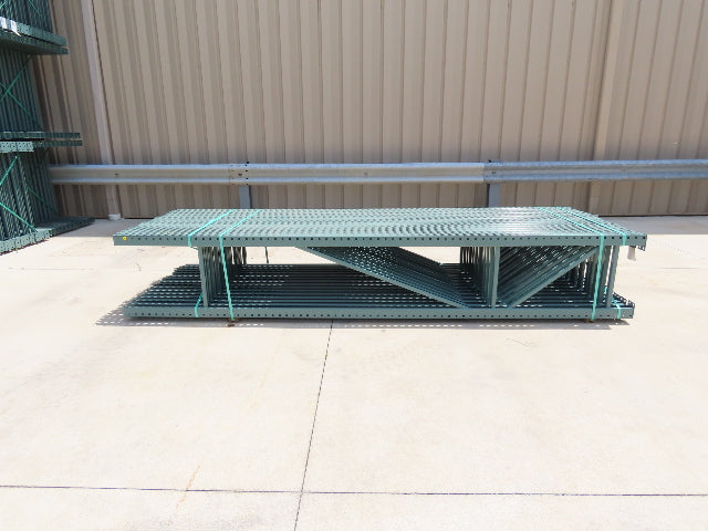 Interlake 12' x 24" Teardrop Pallet Racking Upright 3x3" Leg 23900Lb Green
