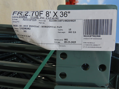 Interlake 8' x 36" Teardrop Pallet Racking Upright 3x3" Leg 23900Lb Green