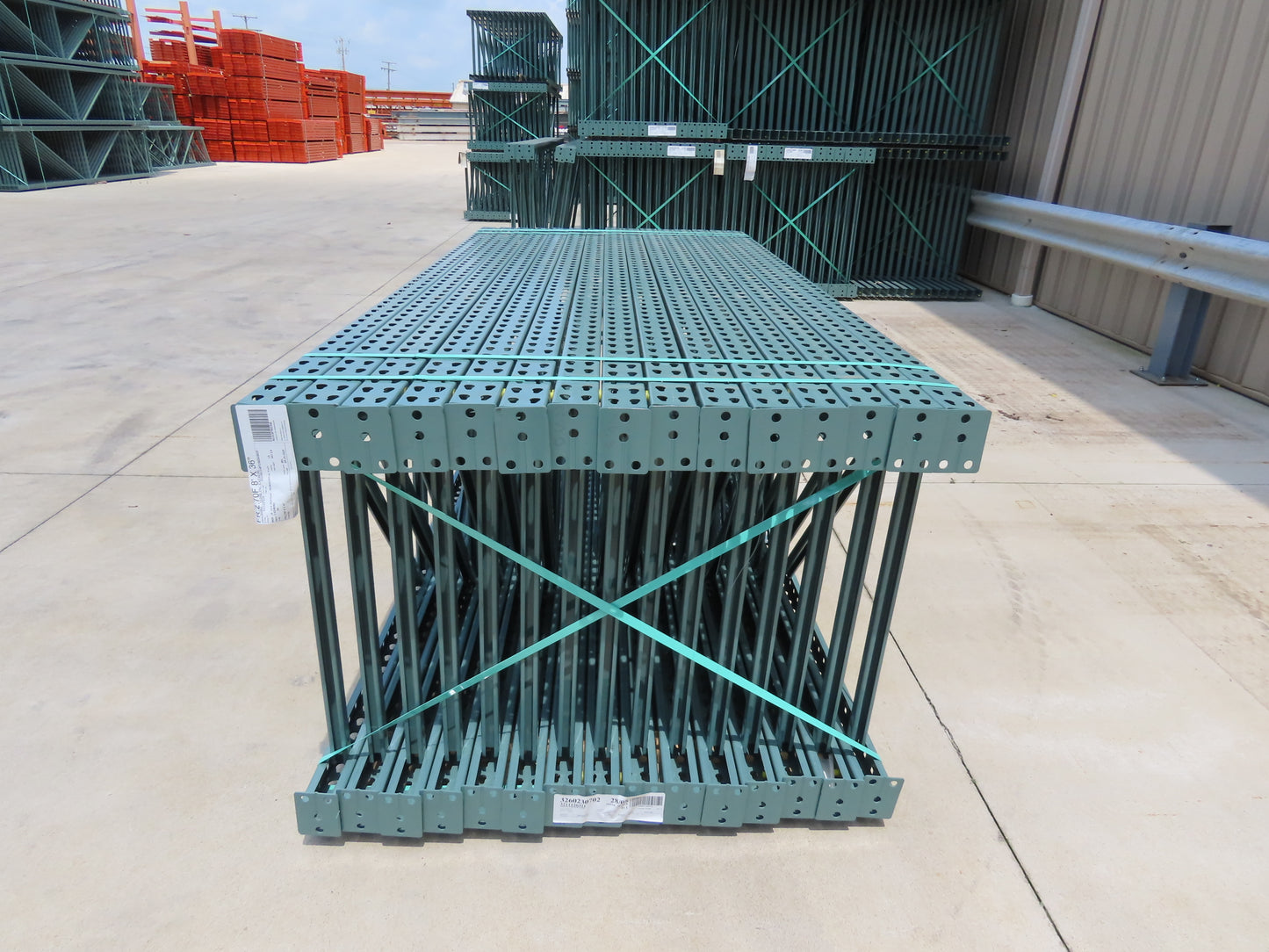 Interlake 8' x 36" Teardrop Pallet Racking Upright 3x3" Leg 23900Lb Green