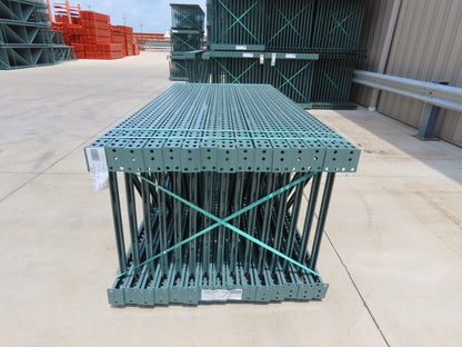 Interlake 8' x 36" Teardrop Pallet Racking Upright 3x3" Leg 23900Lb Green