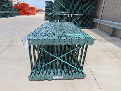 Interlake 8' x 36" Teardrop Pallet Racking Upright 3x3" Leg 23900Lb Green