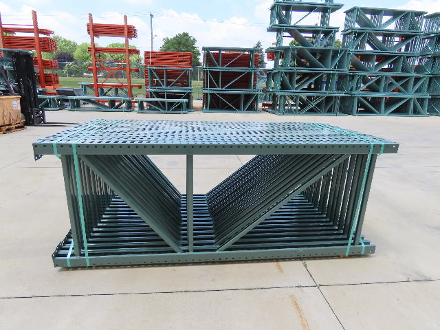 Interlake 8' x 36" Teardrop Pallet Racking Upright 3x3" Leg 23900Lb Green