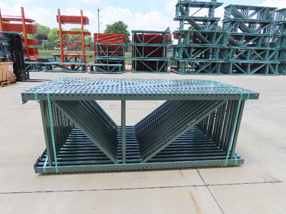 Interlake 8' x 36" Teardrop Pallet Racking Upright 3x3" Leg 23900Lb Green