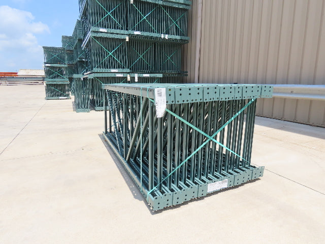 Interlake 8' x 36" Teardrop Pallet Racking Upright 3x3" Leg 23900Lb Green