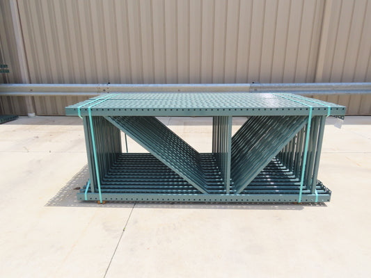 Interlake 8' x 36" Teardrop Pallet Racking Upright 3x3" Leg 23900Lb Green