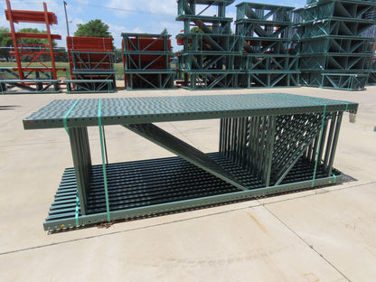 Interlake 10' x 36" Teardrop Pallet Racking Upright 3x3" Leg 23900Lb Green