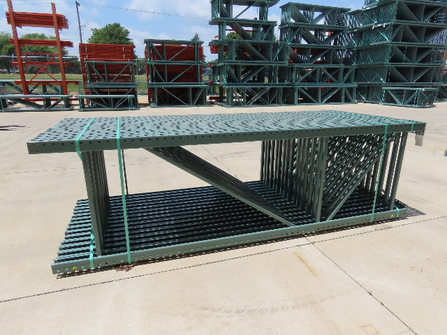 Interlake 10' x 36" Teardrop Pallet Racking Upright 3x3" Leg 23900Lb Green