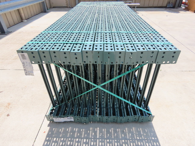 Interlake 10' x 36" Teardrop Pallet Racking Upright 3x3" Leg 23900Lb Green
