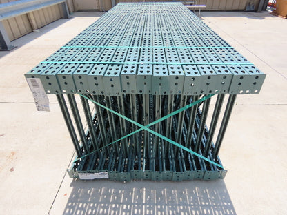 Interlake 10' x 36" Teardrop Pallet Racking Upright 3x3" Leg 23900Lb Green