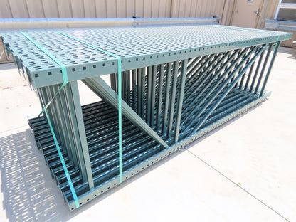 Interlake 10' x 36" Teardrop Pallet Racking Upright 3x3" Leg 23900Lb Green