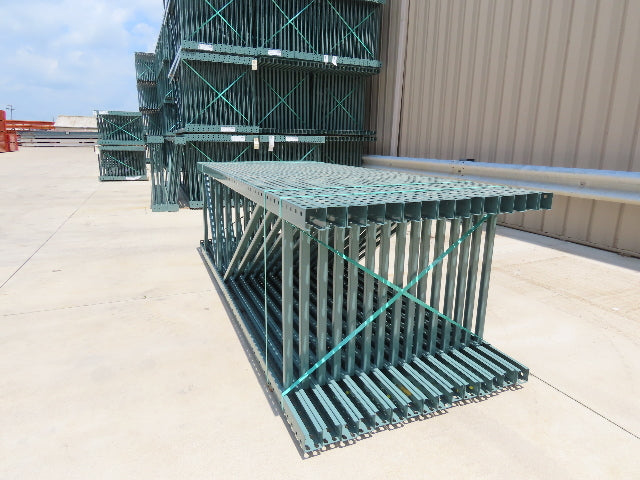 Interlake 10' x 36" Teardrop Pallet Racking Upright 3x3" Leg 23900Lb Green