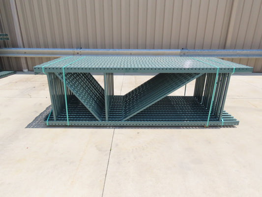 Interlake 10' x 36" Teardrop Pallet Racking Upright 3x3" Leg 23900Lb Green