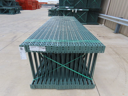 Interlake 12' x 36" Teardrop Pallet Racking Upright 3x3" Leg 23900Lb Green